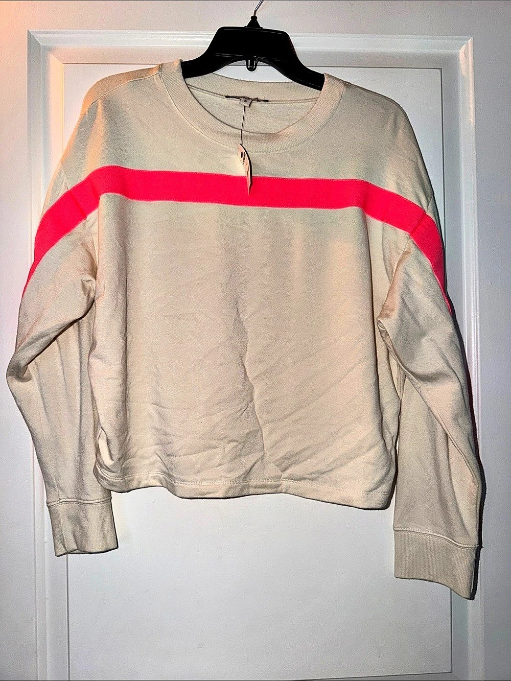 Express Color Block Sweatshirt in Beige & Pink